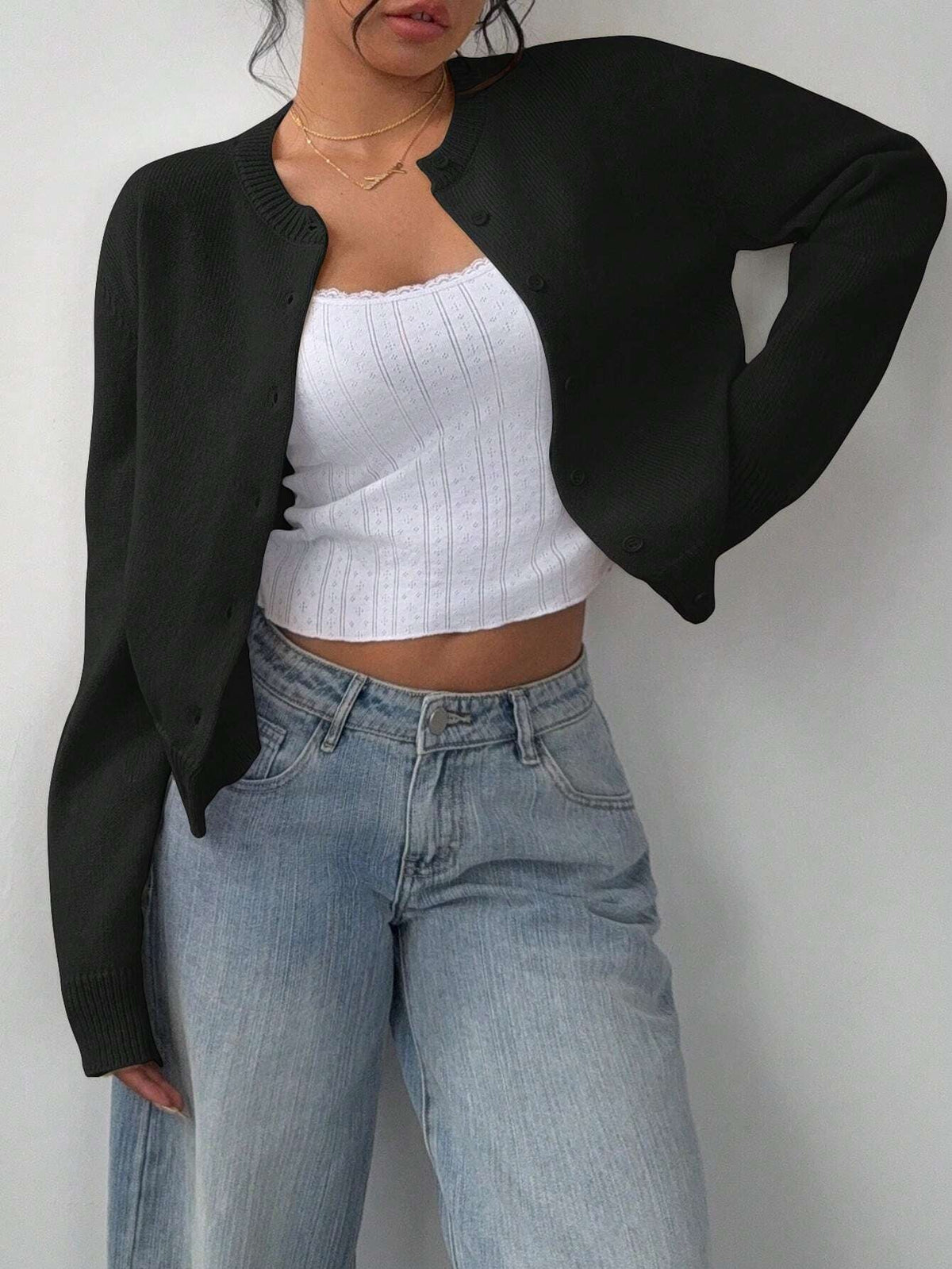 Chic Long Sleeved Knitted Cardigan Fashion Slim Solid Color Short Sweater For Women Clothing NorixaFashion.com