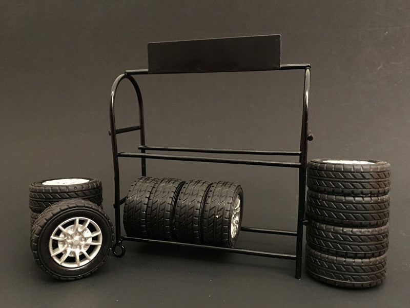 Metal Tire Rack with Rims and Tires for 1/24 Scale Models by American Diorama LuxuryLifeWay Online Store