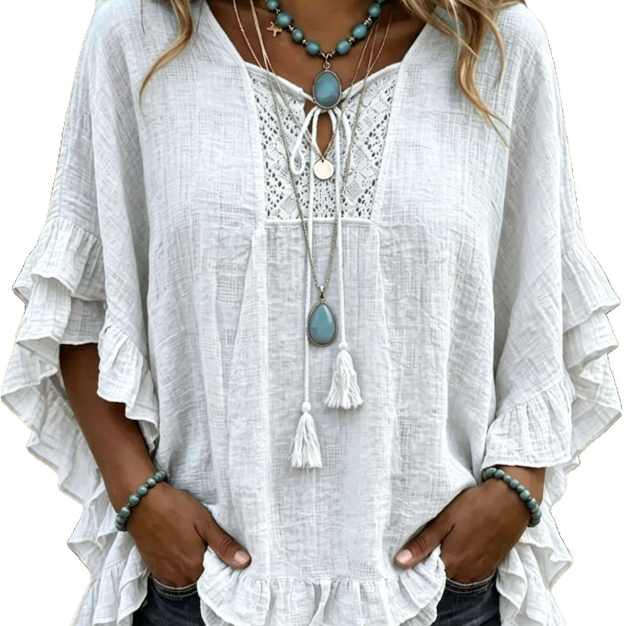 Seasonal European And American Cross-border V-neck Top NorixaFashion.com