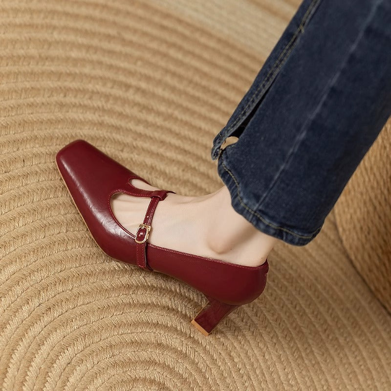 Chic Square Toe Mary Janes NorixaFashion.com