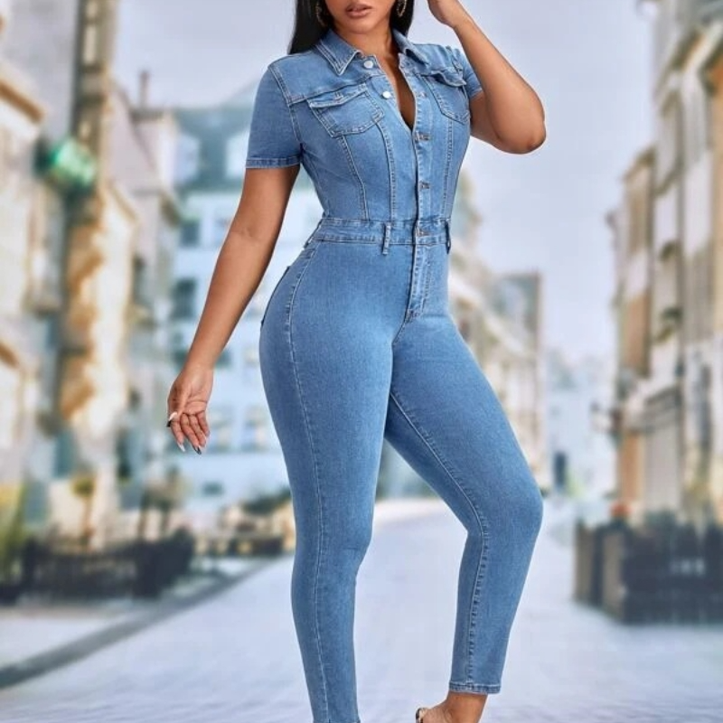 Women's Skinny Denim Jumpsuit Pi-Mart
