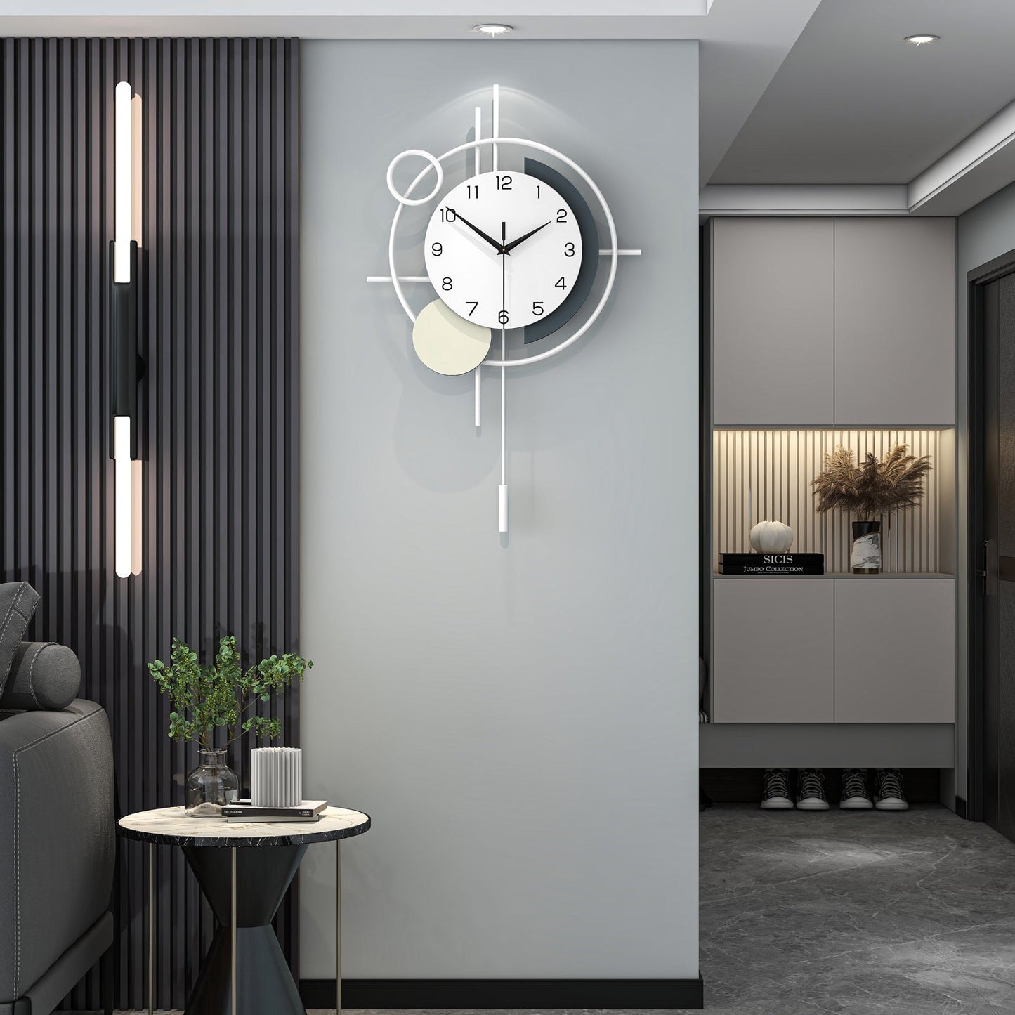 Modern Abstract Wall Clock Minimalist Metal Decorative Home Decor PearlNestDecor.com