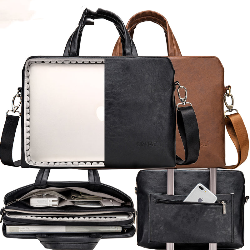 Handheld One Shoulder Business Notebook Leather Briefcase CJD