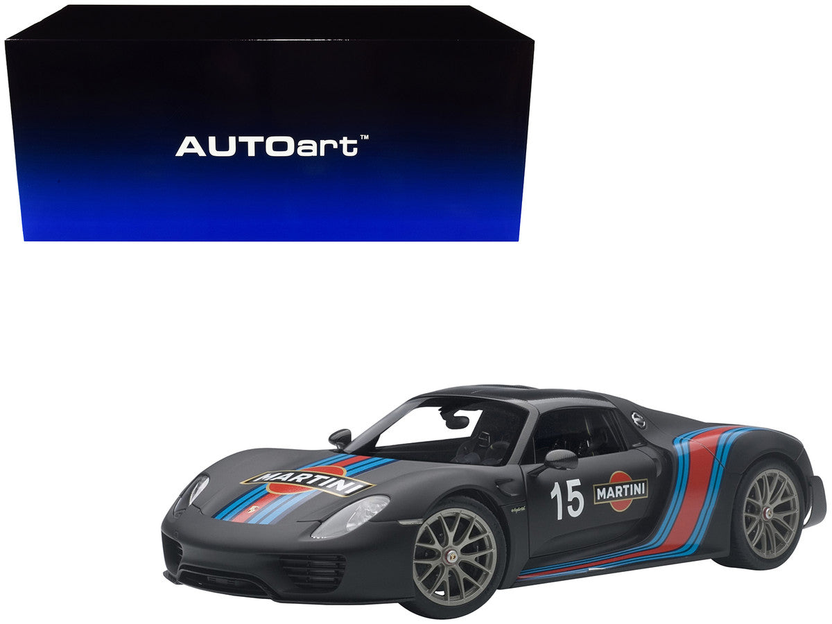 Porsche 918 Spyder Weissach Package Black/ Martini Livery #15 1/18 Model Car  by Autoart LuxuryLifeWay Online Store