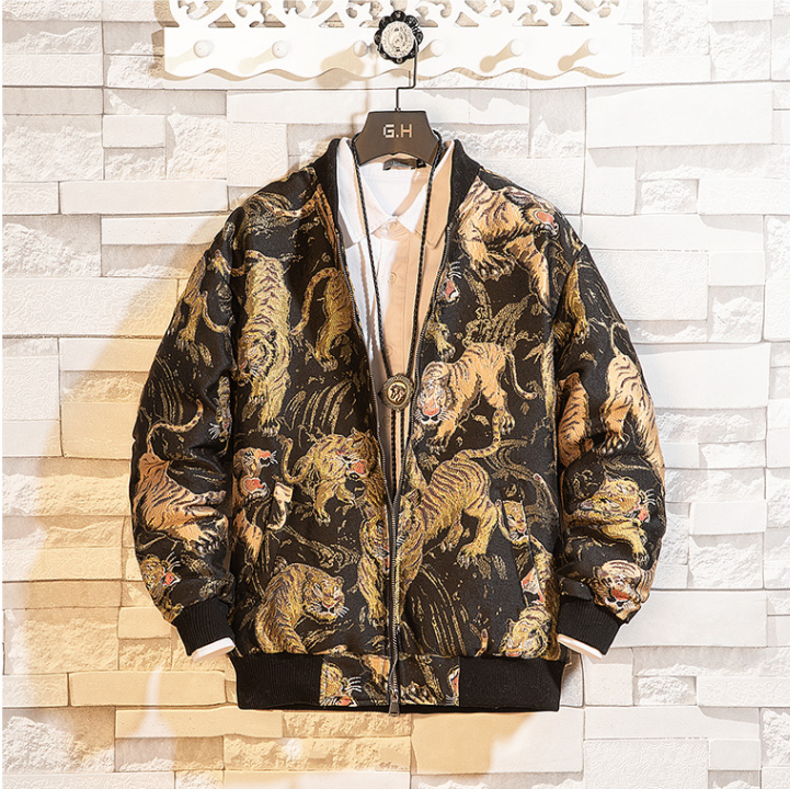 Men's Dragon Embroidered Jacket - Chinese Style Baseball Pi-Mart