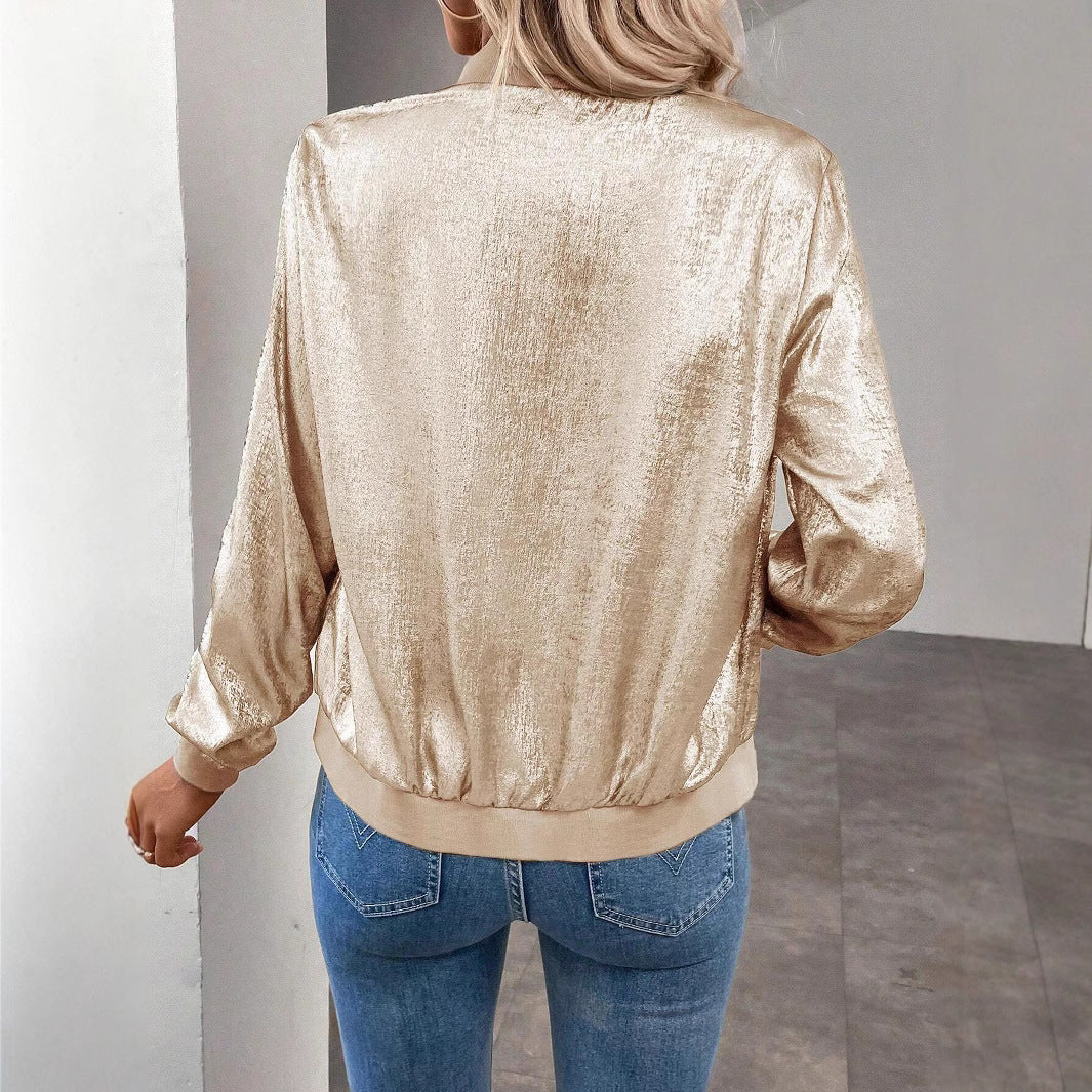 Thin Coat With Zip Slim Fit Slimming Casual Jacket Top LadyShow.Store