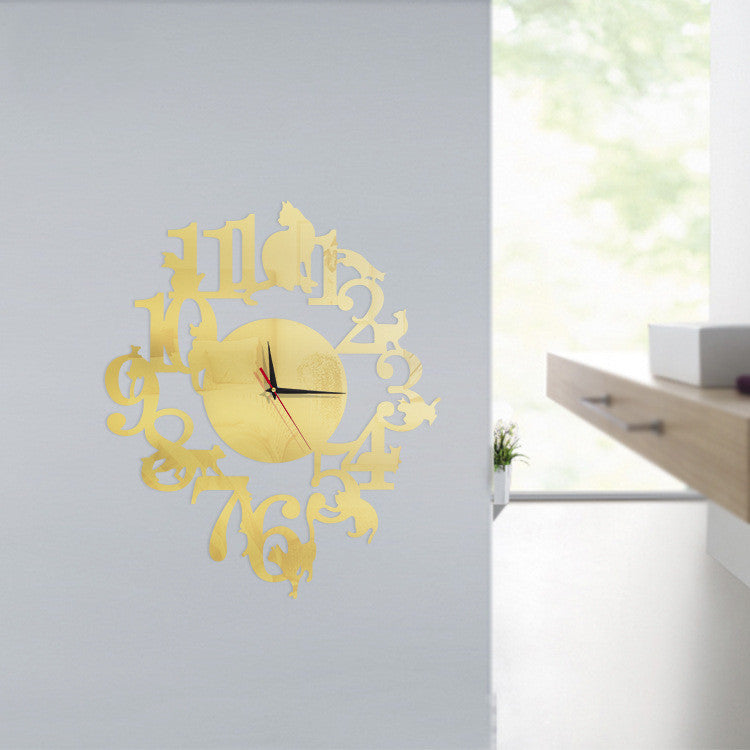 Creative Diy Cat Wall Clock Study Bedroom PearlNestDecor.com
