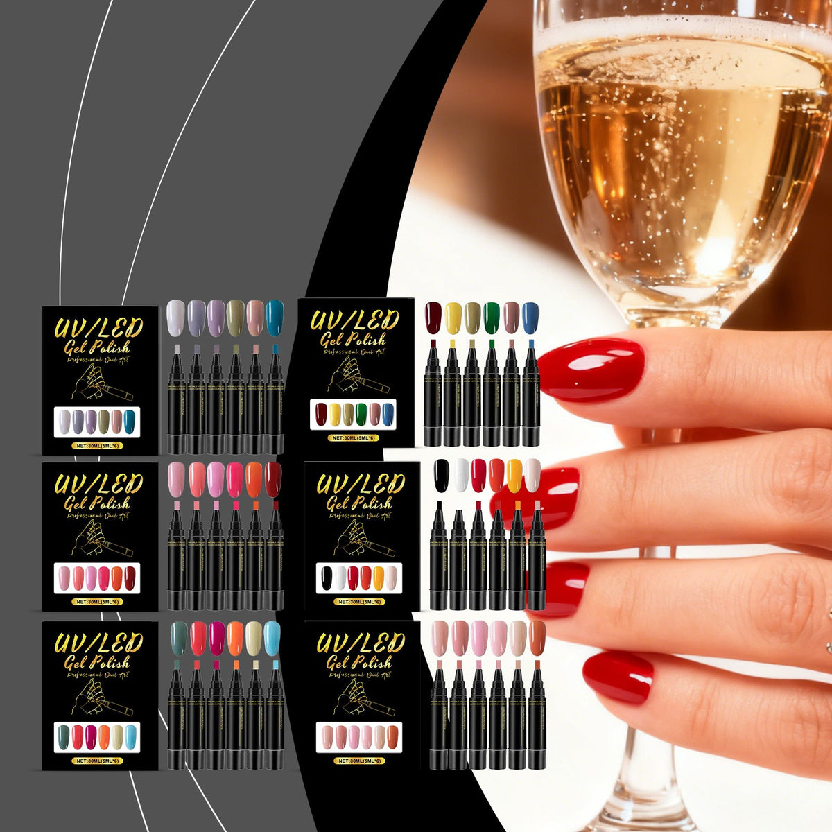 Nail Polish Pen 6pc 1box Tri Light Beauty