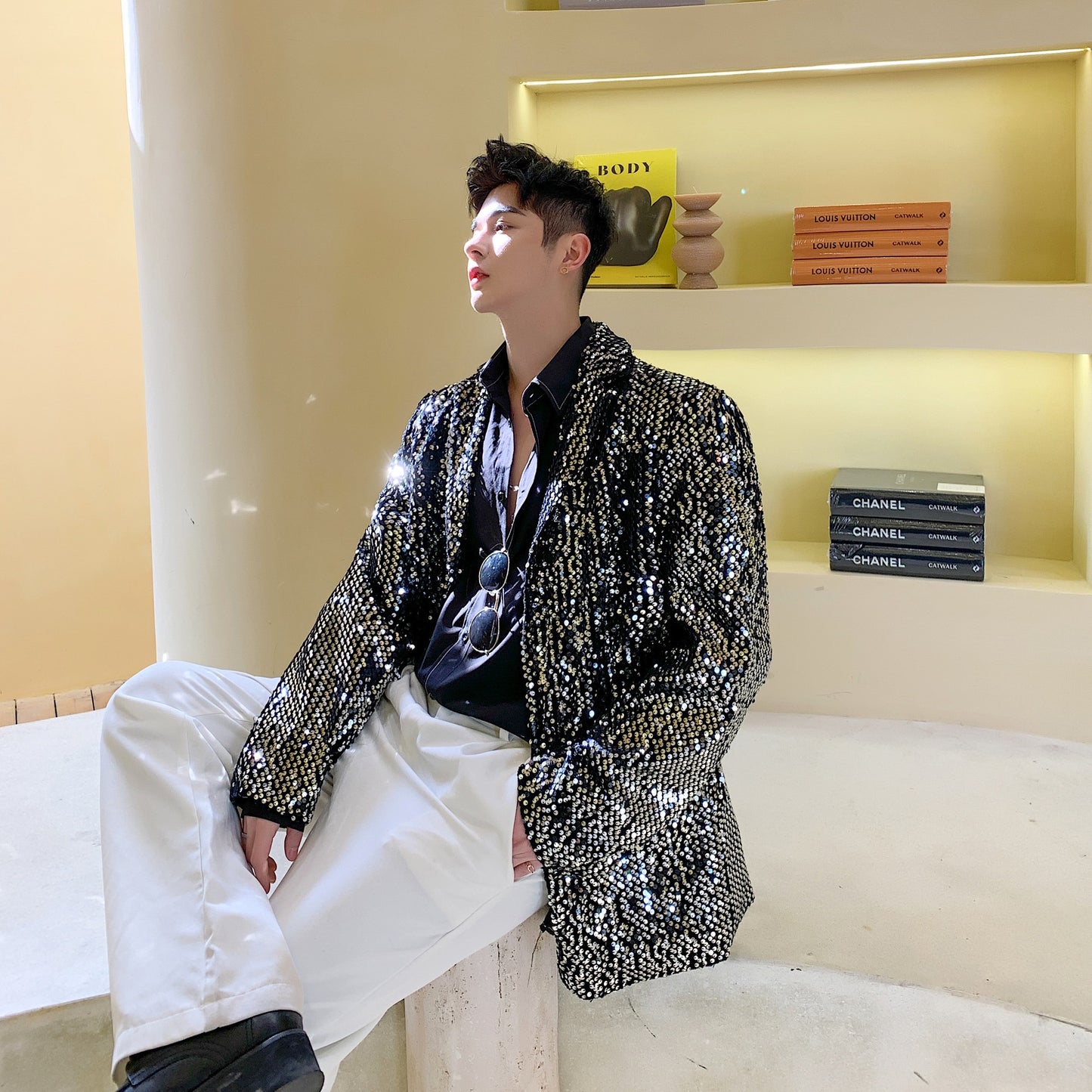 Bling Sequin Stage Performance Suit Jacket for Groups Pi-Mart