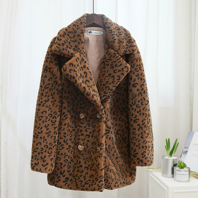 Women's Fur Coat Winter Loose Short Windbreaker Jacket Pi-Mart