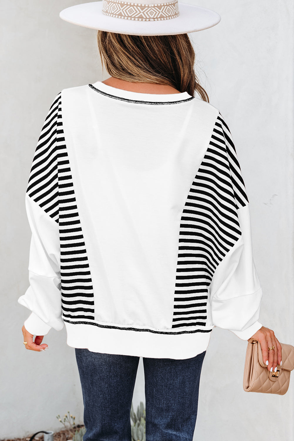 Clare Contrast Stitching Oversize Sweatshirt LuxuryLifeWay Online Store