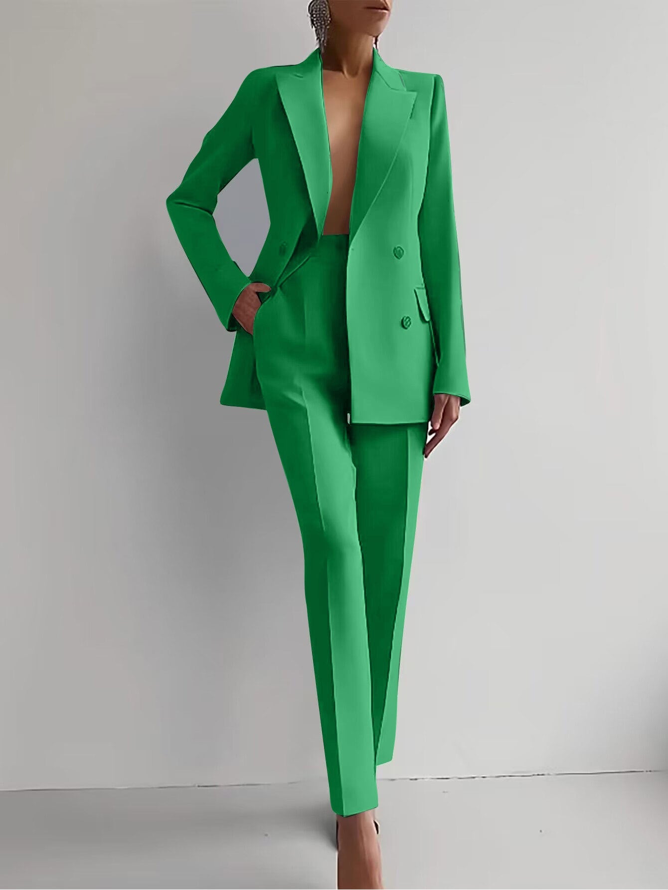 Casual Suits Fashion Long Sleeve Single-breasted Jacket Top And Slim Fit Trousers Women's Business Suits NorixaFashion.com