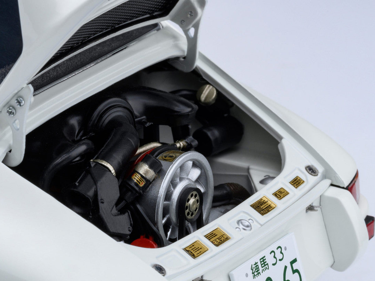 Porsche 911 Carrera 2.7 RS "The Circuit Wolf" White with Red Stripes and Wheels with Hood Graphics 1/18 Model Car by Autoart LuxuryLifeWay Online Store