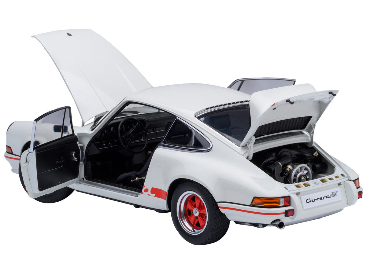 Porsche 911 Carrera 2.7 RS Grand Prix White with Red Stripes and Wheels 1/18 Model Car by Autoart LuxuryLifeWay Online Store