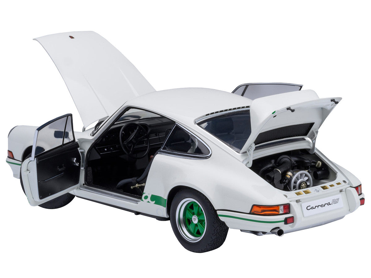 Porsche 911 Carrera 2.7 RS Grand Prix White with Green Stripes and Wheels 1/18 Model Car by Autoart LuxuryLifeWay Online Store