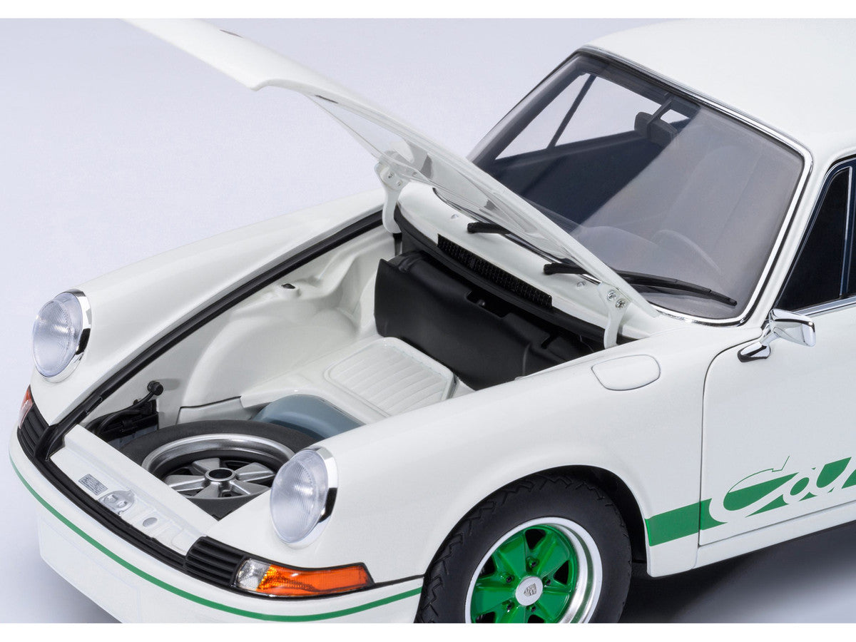 Porsche 911 Carrera 2.7 RS Grand Prix White with Green Stripes and Wheels 1/18 Model Car by Autoart LuxuryLifeWay Online Store