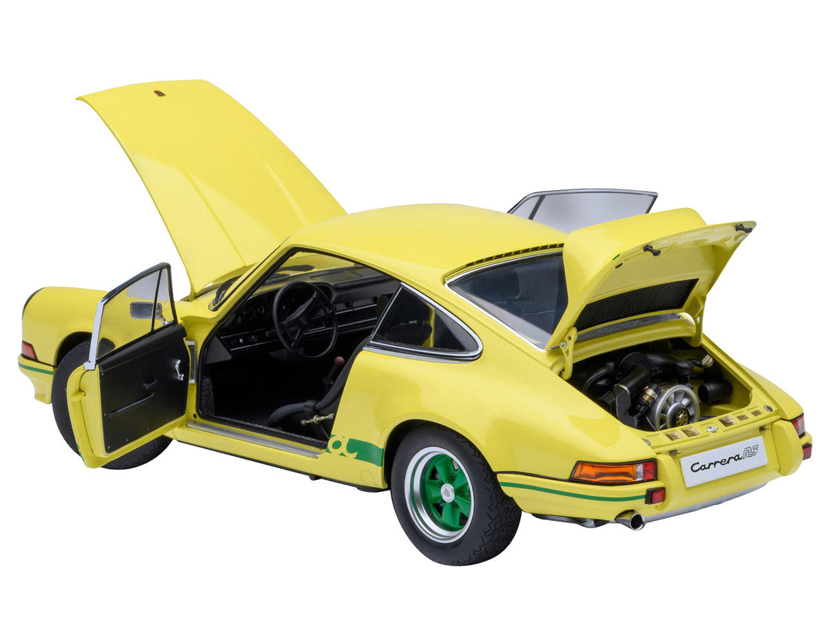 Porsche 911 Carrera 2.7 RS Light Yellow with Green Stripes and Wheels 1/18 Model Car by Autoart LuxuryLifeWay Online Store