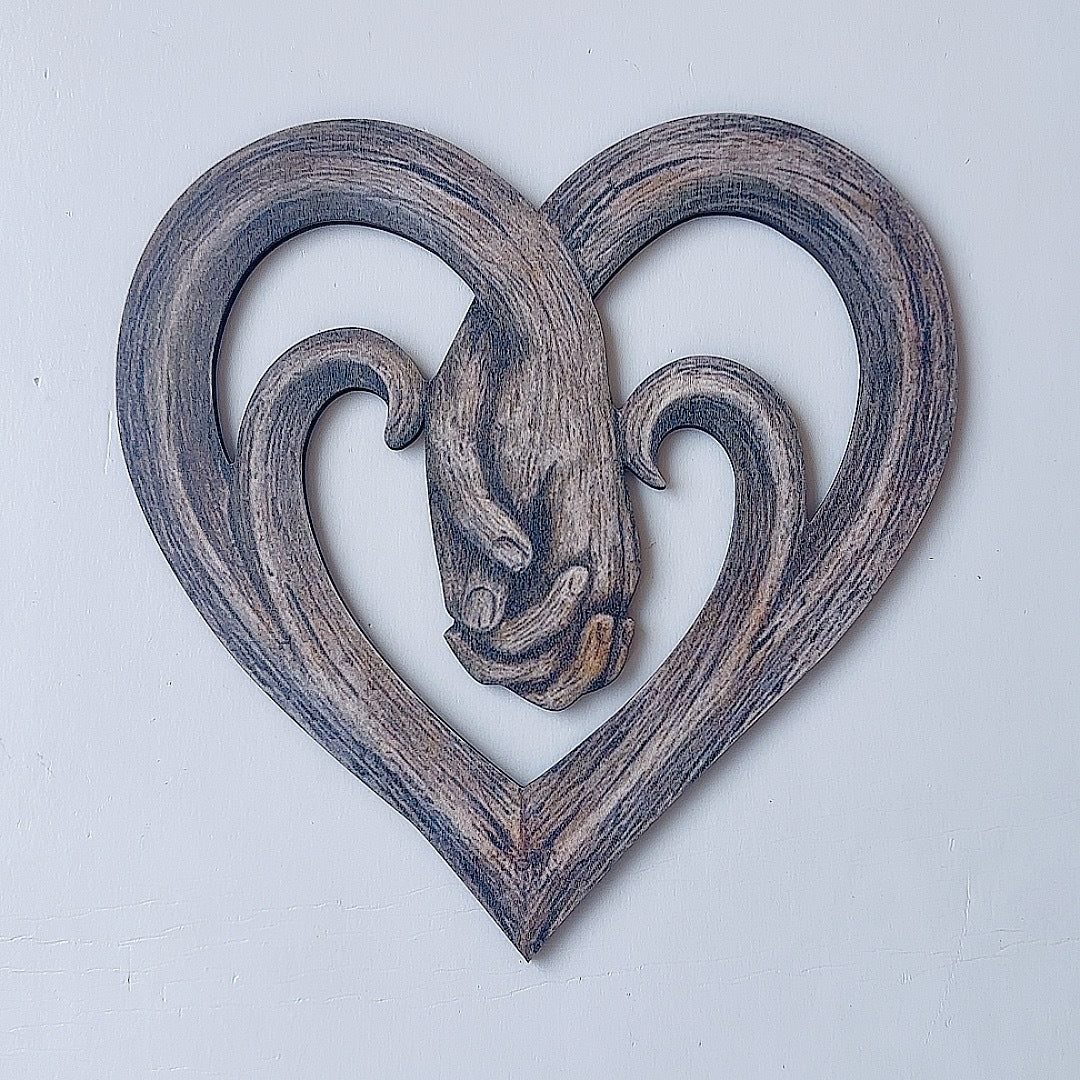 Hand-in-hand Heart Wall Decor Decorative Art Piece  Gift Item  Craft Ornament  Wooden Hanging Decoration PearlNestDecor.com