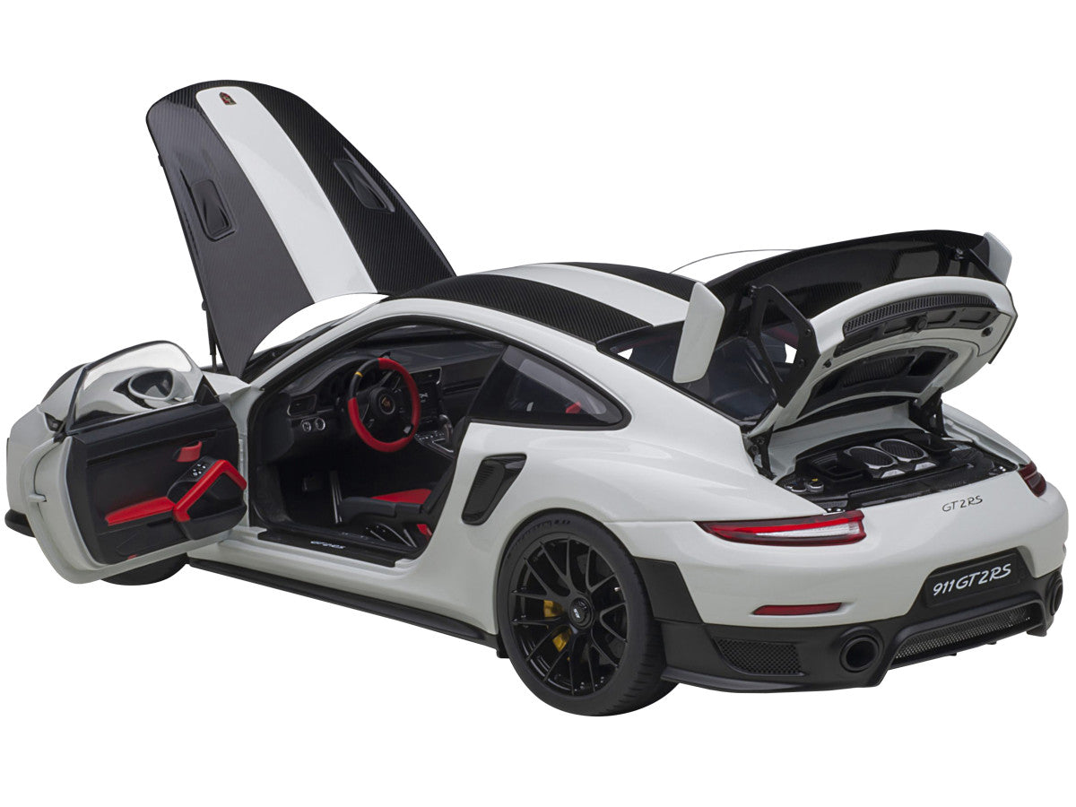 Porsche 911 (991.2) GT2 RS Weissach Package White with Carbon Stripes 1/18 Model Car by Autoart LuxuryLifeWay Online Store
