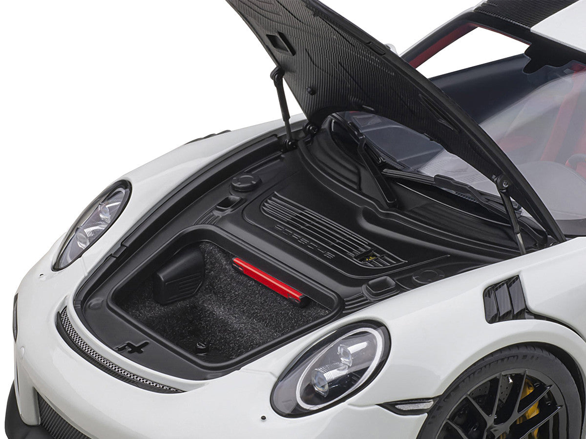 Porsche 911 (991.2) GT2 RS Weissach Package White with Carbon Stripes 1/18 Model Car by Autoart LuxuryLifeWay Online Store