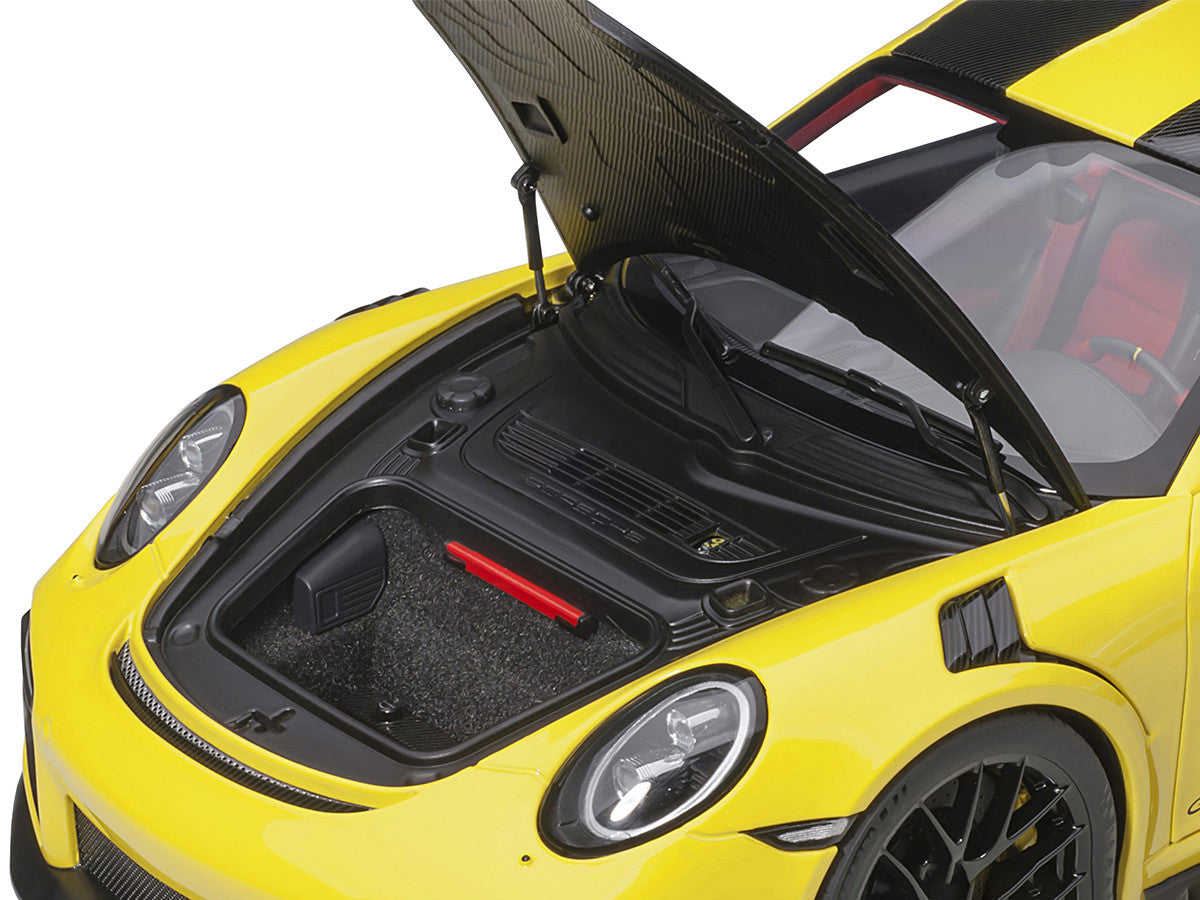 Porsche 911 (991.2) GT2 RS Weissach Package Racing Yellow with Carbon Stripes 1/18 Model Car by Autoart LuxuryLifeWay Online Store