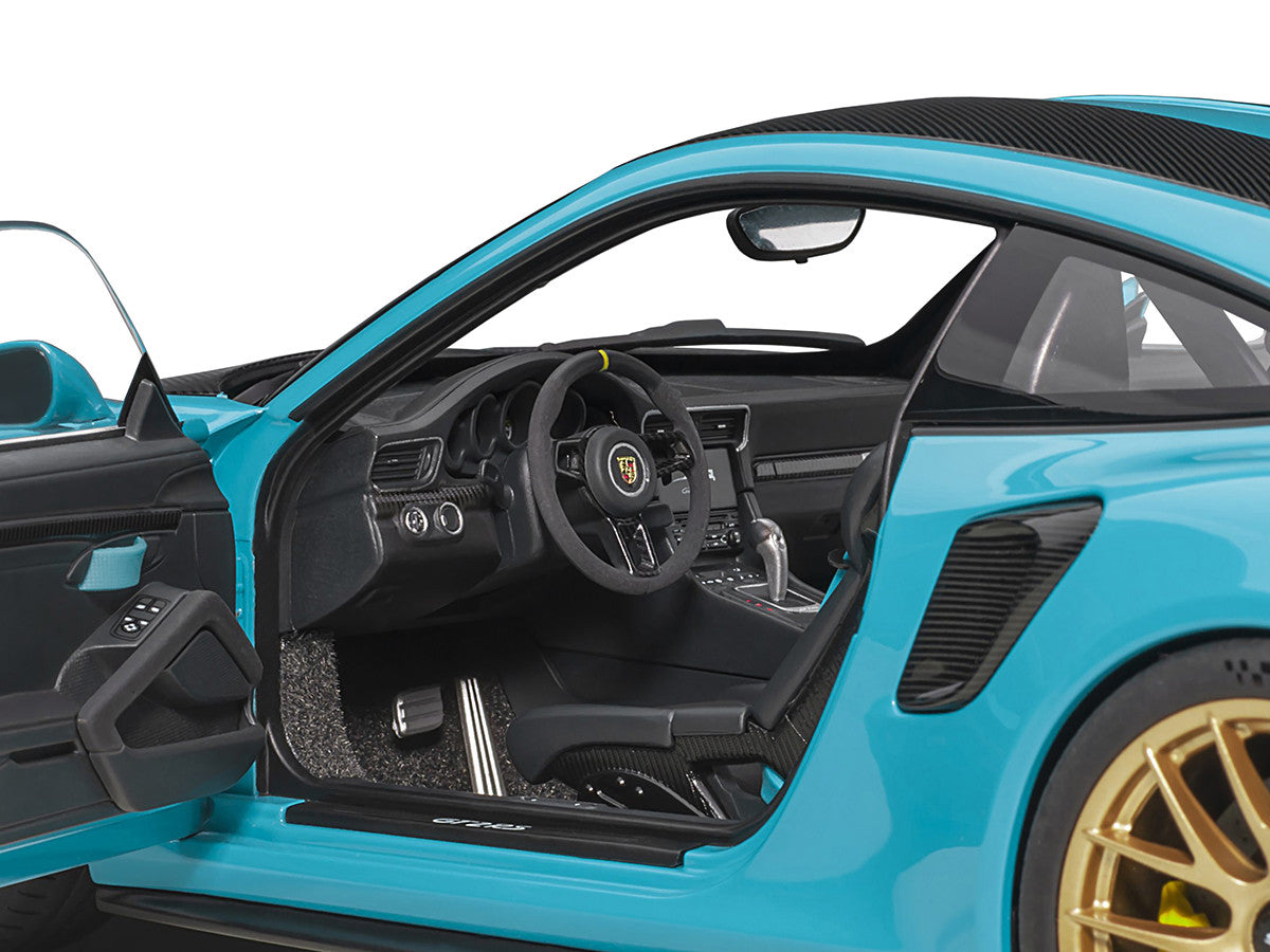 Porsche 911 (991.2) GT2 RS Weissach Package Miami Blue with Carbon Stripes 1/18 Model Car by Autoart LuxuryLifeWay Online Store