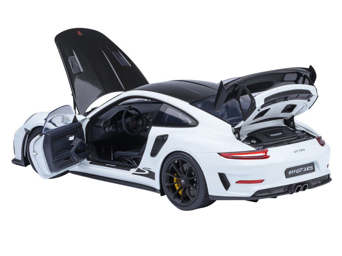 Porsche 911 (991.2) GT3 RS Weissach Package White with Carbon Hood and Top 1/18 Model Car by Autoart LuxuryLifeWay Online Store