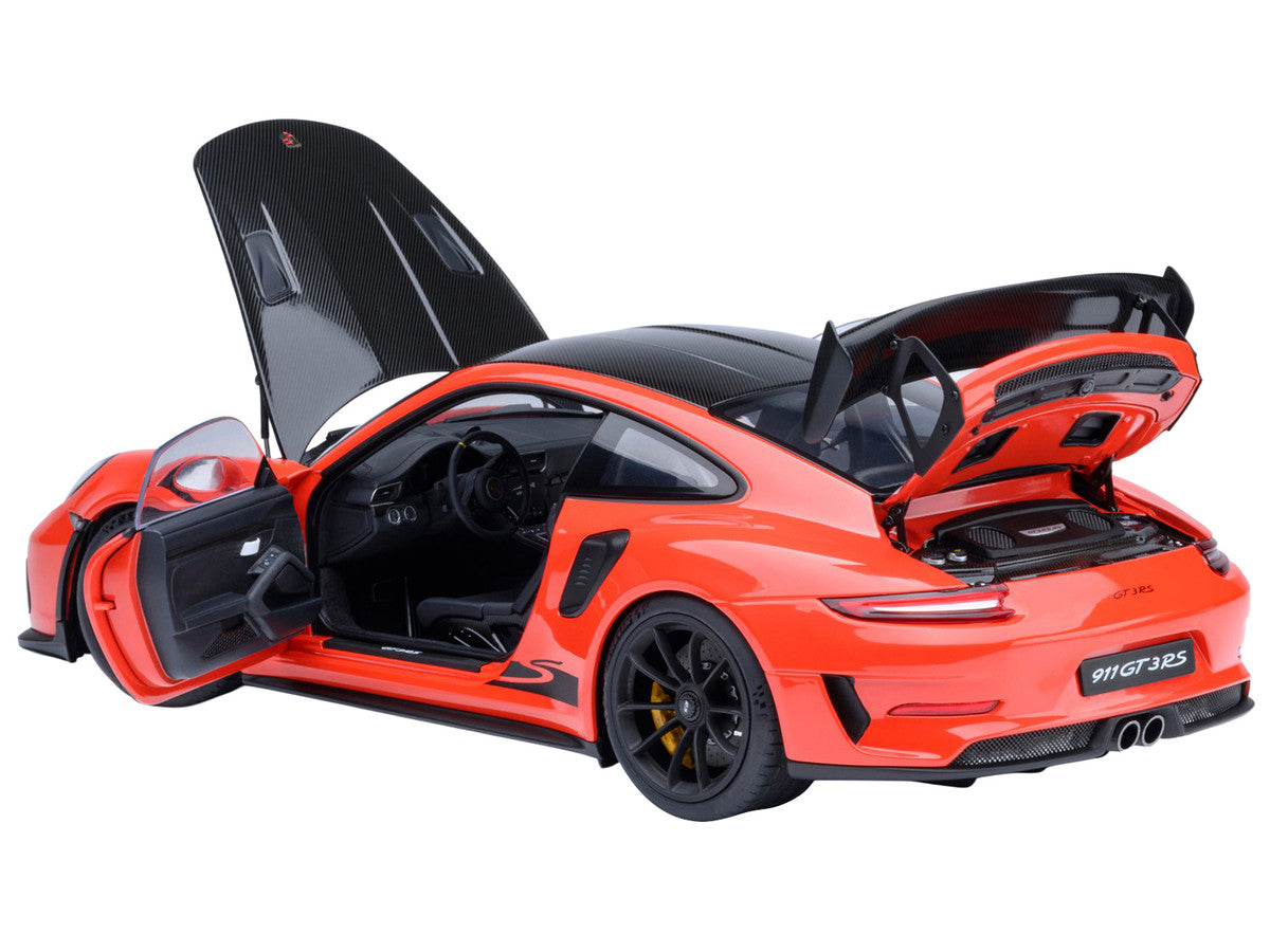 Porsche 911 (991.2) GT3 RS Weissach Lava Orange with Carbon Hood and Top 1/18 Model Car by Autoart LuxuryLifeWay Online Store
