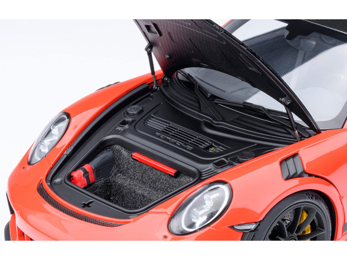 Porsche 911 (991.2) GT3 RS Weissach Lava Orange with Carbon Hood and Top 1/18 Model Car by Autoart LuxuryLifeWay Online Store