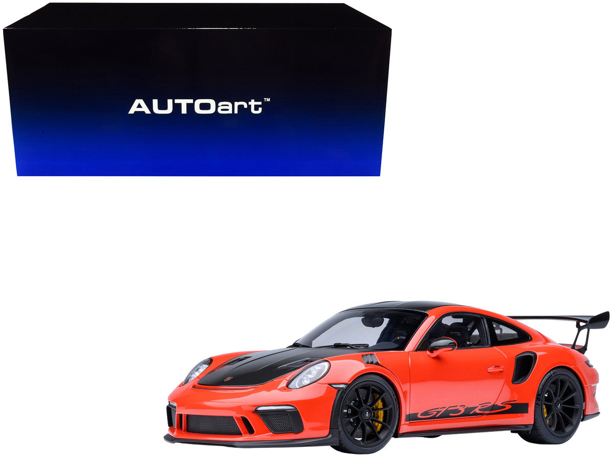 Porsche 911 (991.2) GT3 RS Weissach Lava Orange with Carbon Hood and Top 1/18 Model Car by Autoart LuxuryLifeWay Online Store