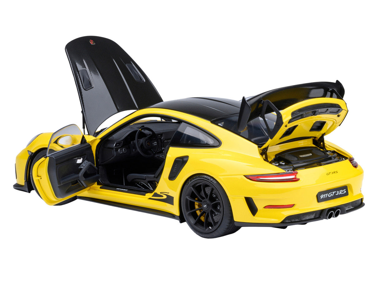 Porsche 911 (991.2) GT3 RS Weissach Racing Yellow with Carbon Hood and Top 1/18 Model Car by Autoart LuxuryLifeWay Online Store