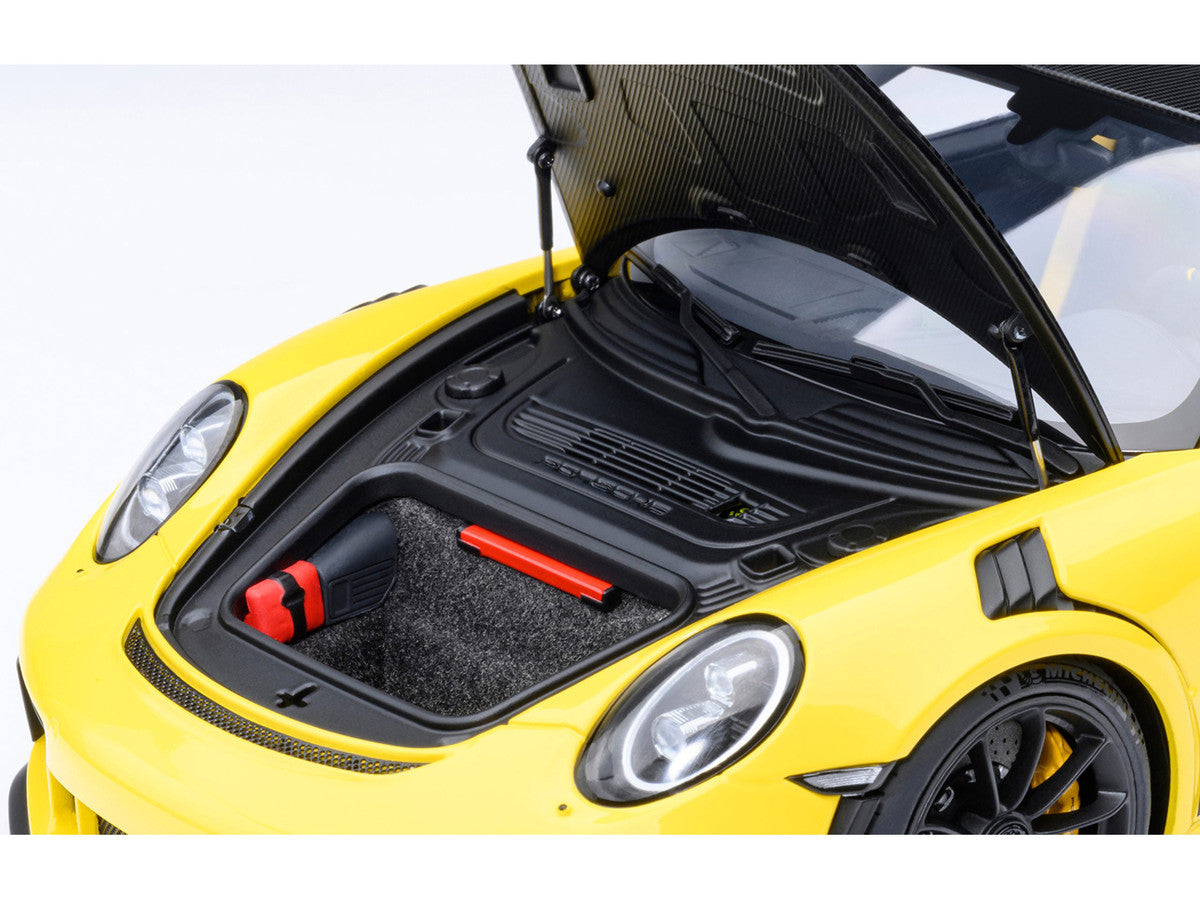 Porsche 911 (991.2) GT3 RS Weissach Racing Yellow with Carbon Hood and Top 1/18 Model Car by Autoart LuxuryLifeWay Online Store