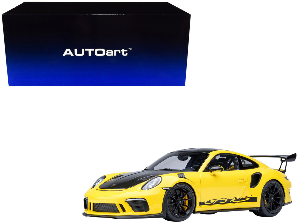 Porsche 911 (991.2) GT3 RS Weissach Racing Yellow with Carbon Hood and Top 1/18 Model Car by Autoart LuxuryLifeWay Online Store