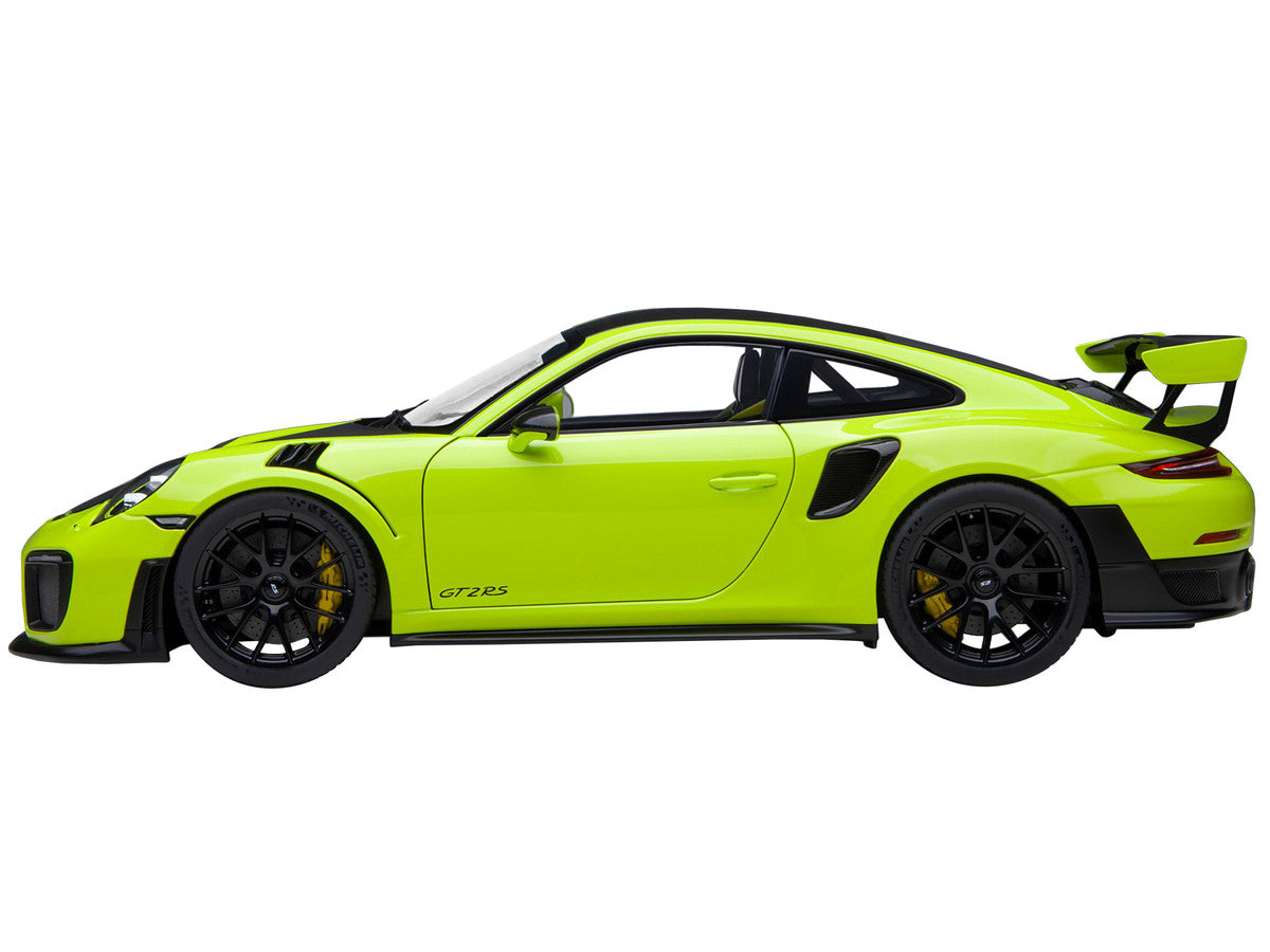 Porsche 911 (991.2) GT2 RS Weissach Package Acid Green with Carbon Stripes 1/18 Model Car by Autoart LuxuryLifeWay Online Store