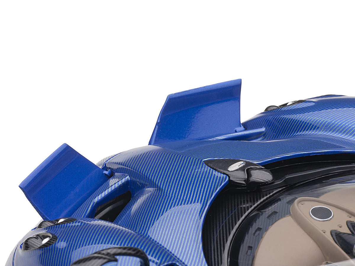Pagani Huayra Roadster Blue Tricolore Carbon Fiber with Black Top with Luggage Set 1/18 Model Car by Autoart LuxuryLifeWay Online Store