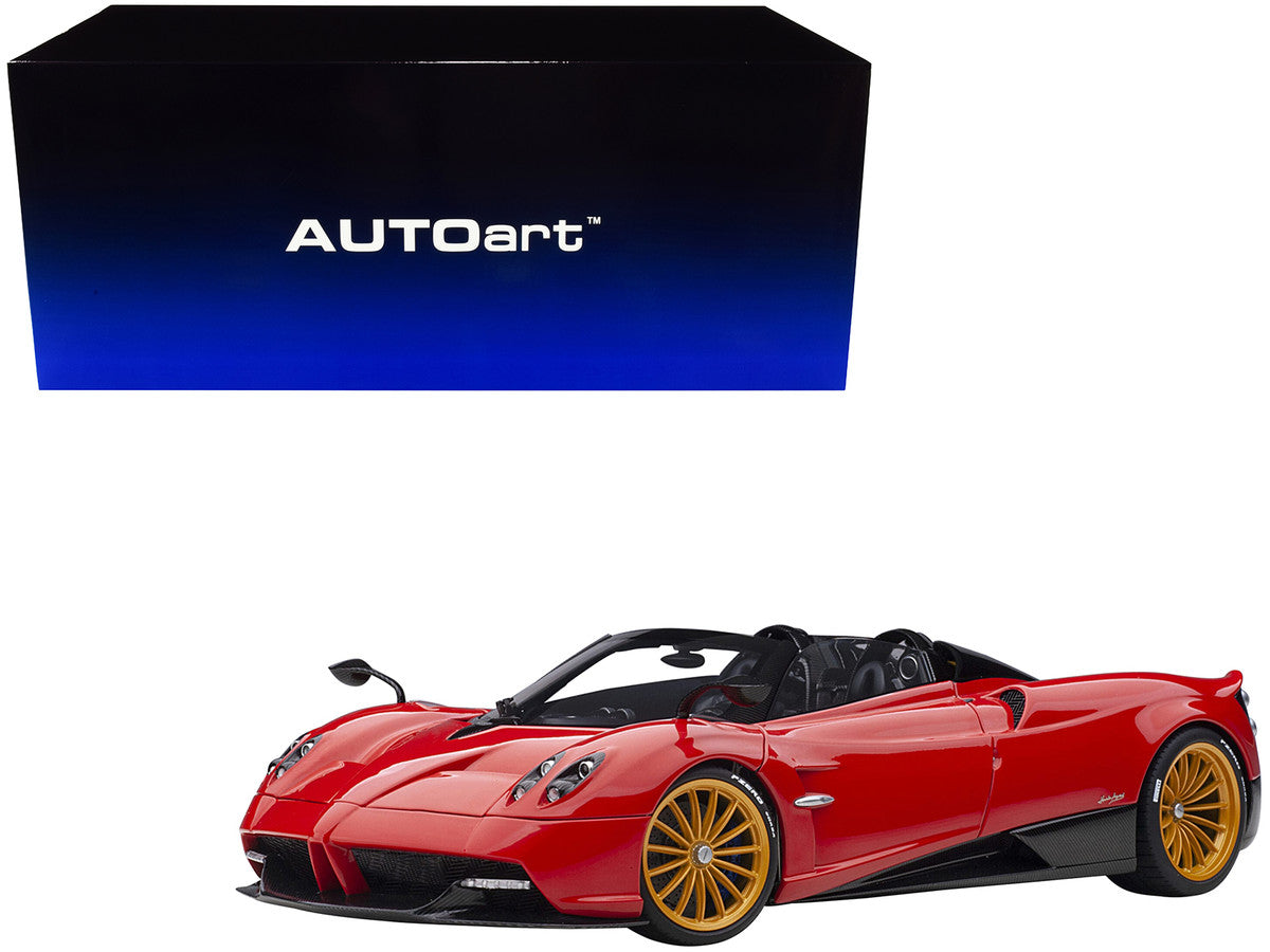 Pagani Huayra Roadster Rosso Monza Red and Carbon with Luggage Set 1/18 Model Car by Autoart LuxuryLifeWay Online Store