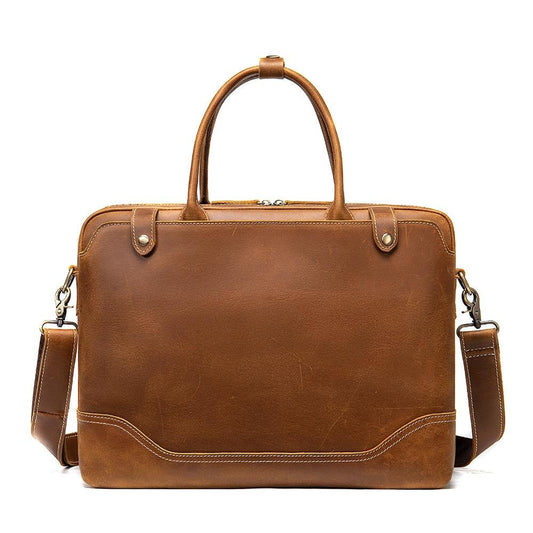 Crazy Horse Leather Men's Briefcase New Handbag CJD