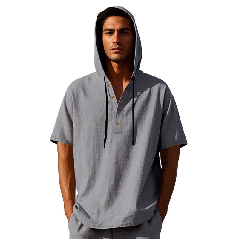 European And American Linen Short-sleeved Men's T-shirt Simple NorixaFashion.com