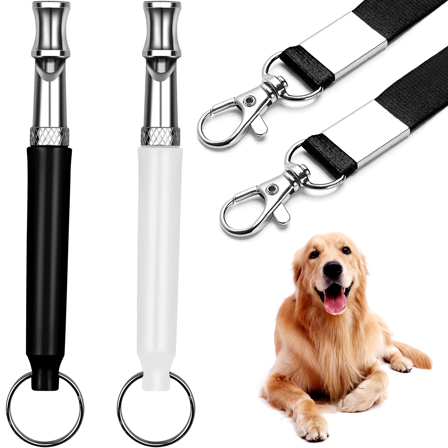 2 Pack Dog Whistle, Dog Whistle To Stop Barking Neighbors Dog, Adjustable Ultrasonic Silent Dog Whistle, Professional Recall Dog Training Whistles, With Lanyard Pets Fashion