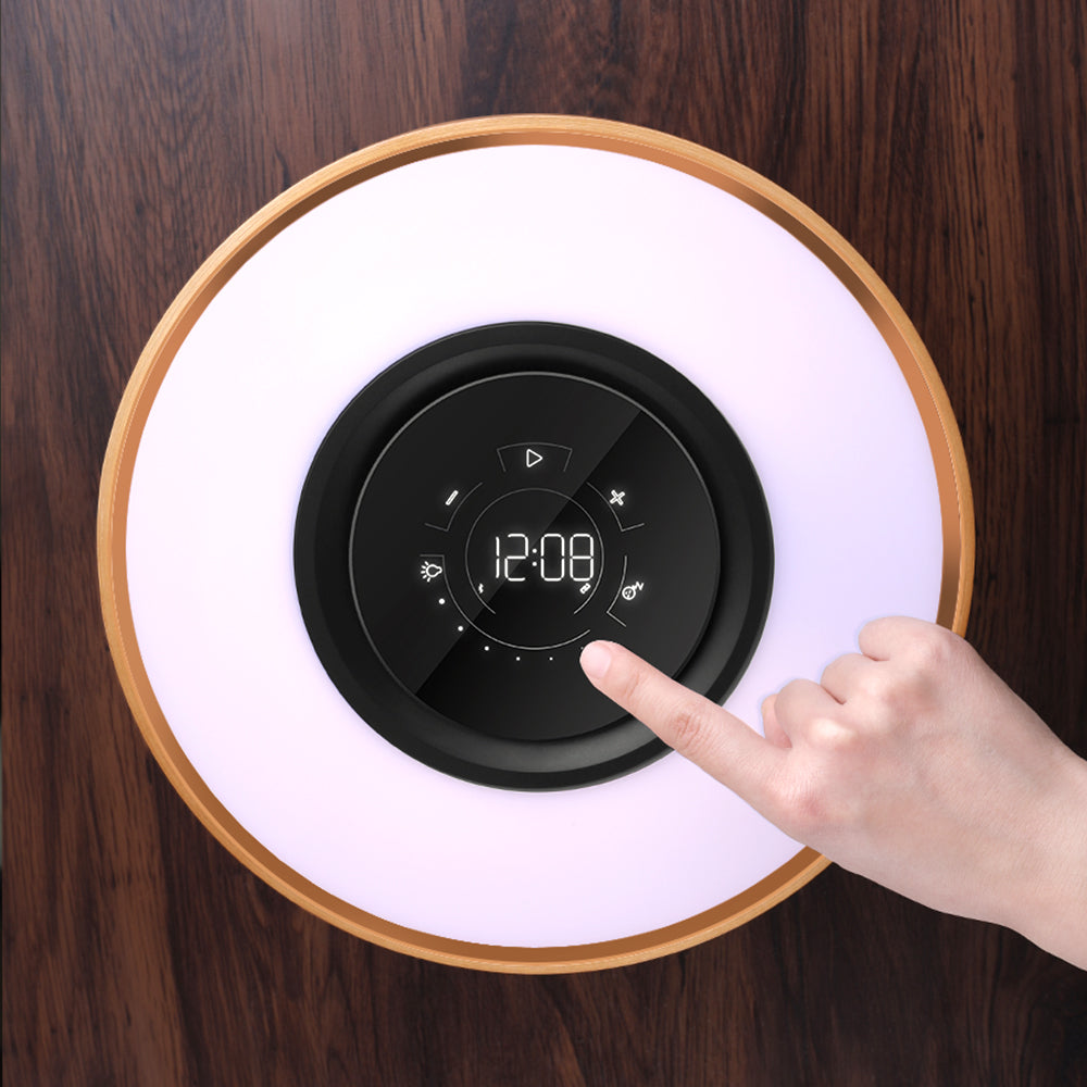 Round Intelligent Music Bluetooth Speaker Bed Lamp WiFi Circle Tree Of Led Light Wireless Charging For Living Room PearlNestDecor.com