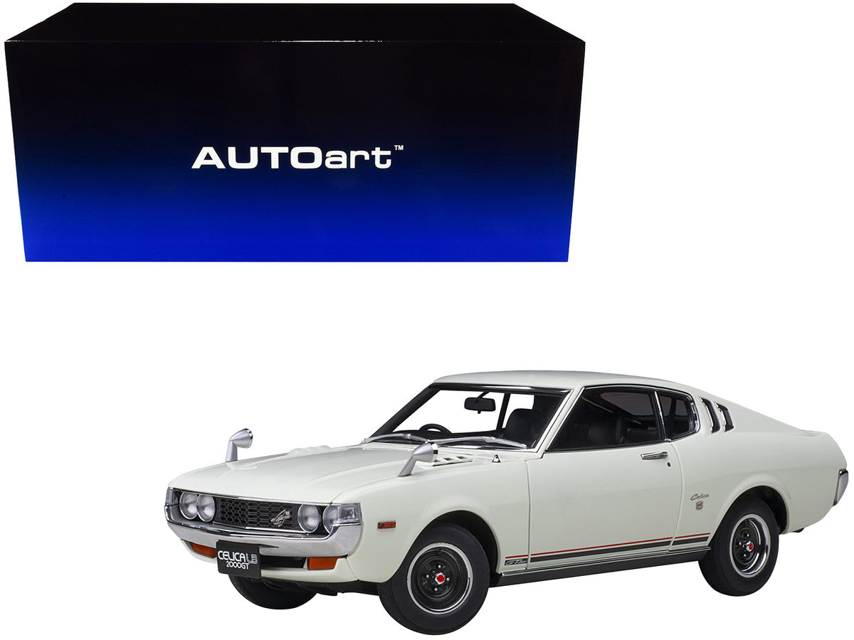 1973 Toyota Celica Liftback 2000GT (RA25) RHD (Right Hand Drive) White with Red and Black Stripes 1/18 Model Car by Autoart LuxuryLifeWay Online Store