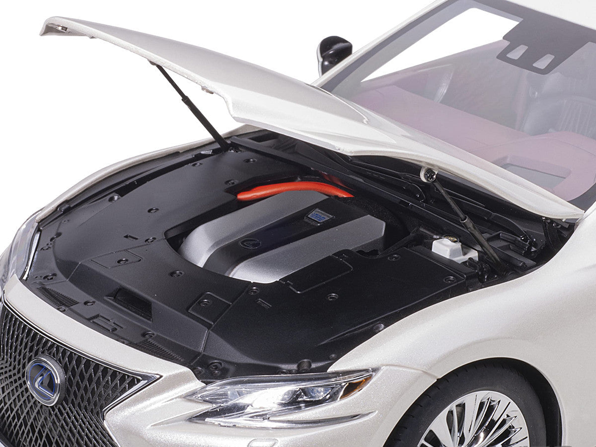 Lexus LS500h Sonic White Metallic with Crimson and Black Interior 1/18 Model Car by Autoart LuxuryLifeWay Online Store