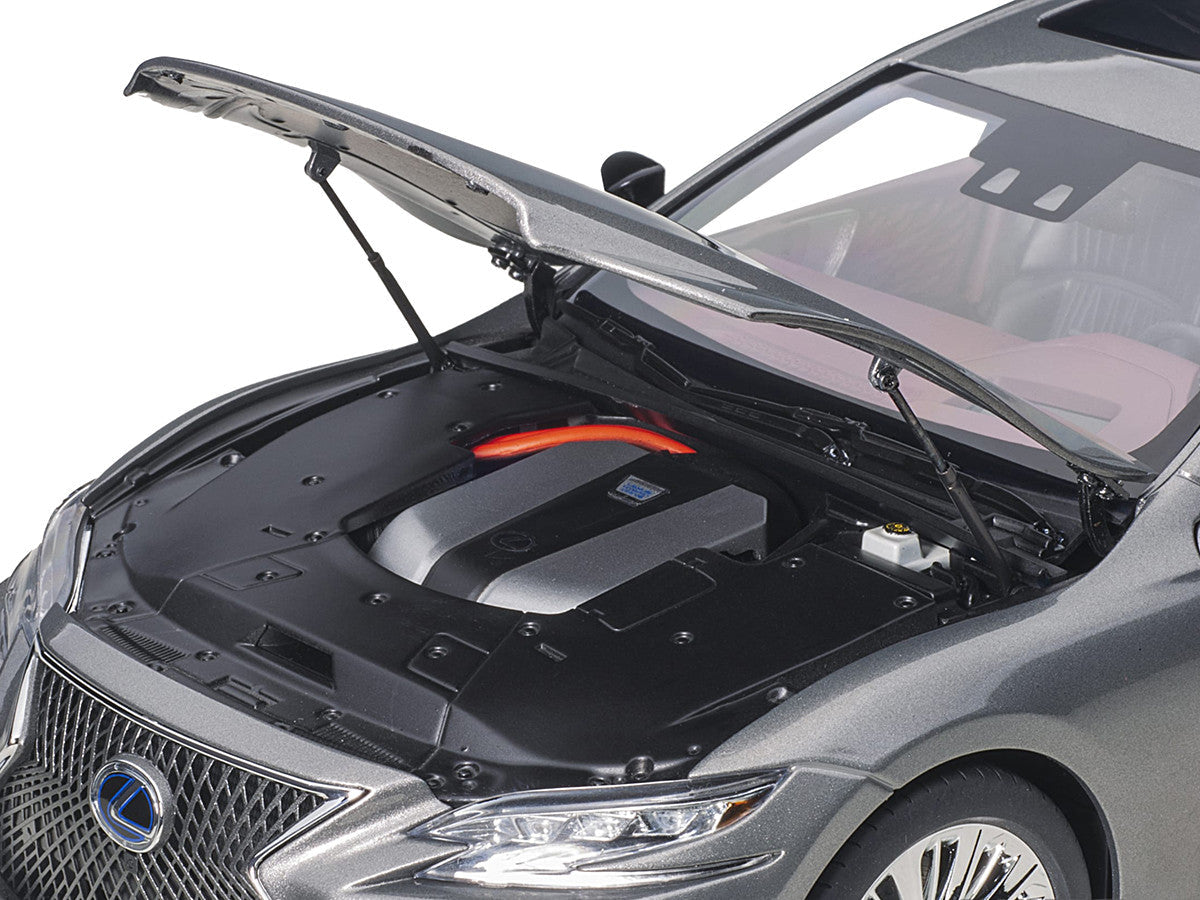 Lexus LS500h Manganese Luster Gray Metallic with Crimson and Black Interior 1/18 Model Car by Autoart LuxuryLifeWay Online Store