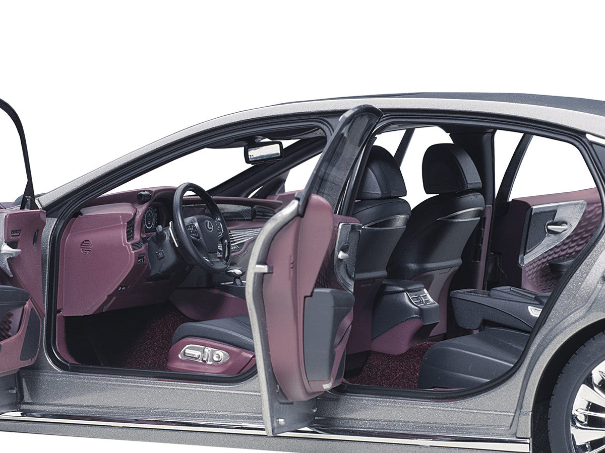 Lexus LS500h Manganese Luster Gray Metallic with Crimson and Black Interior 1/18 Model Car by Autoart LuxuryLifeWay Online Store