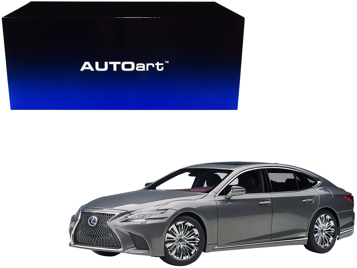 Lexus LS500h Manganese Luster Gray Metallic with Crimson and Black Interior 1/18 Model Car by Autoart LuxuryLifeWay Online Store