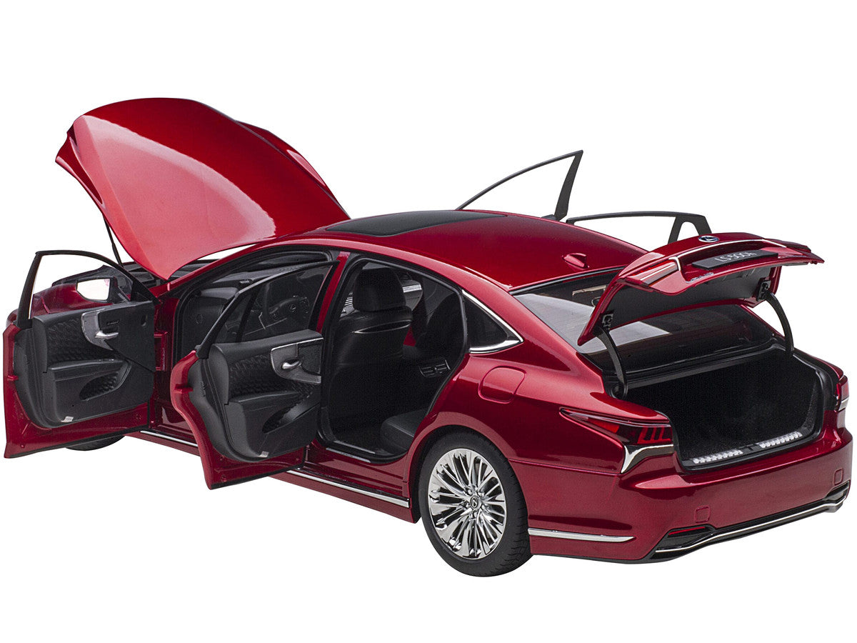 Lexus LS500h Morello Red Metallic with Chrome Wheels 1/18 Model Car by Autoart LuxuryLifeWay Online Store
