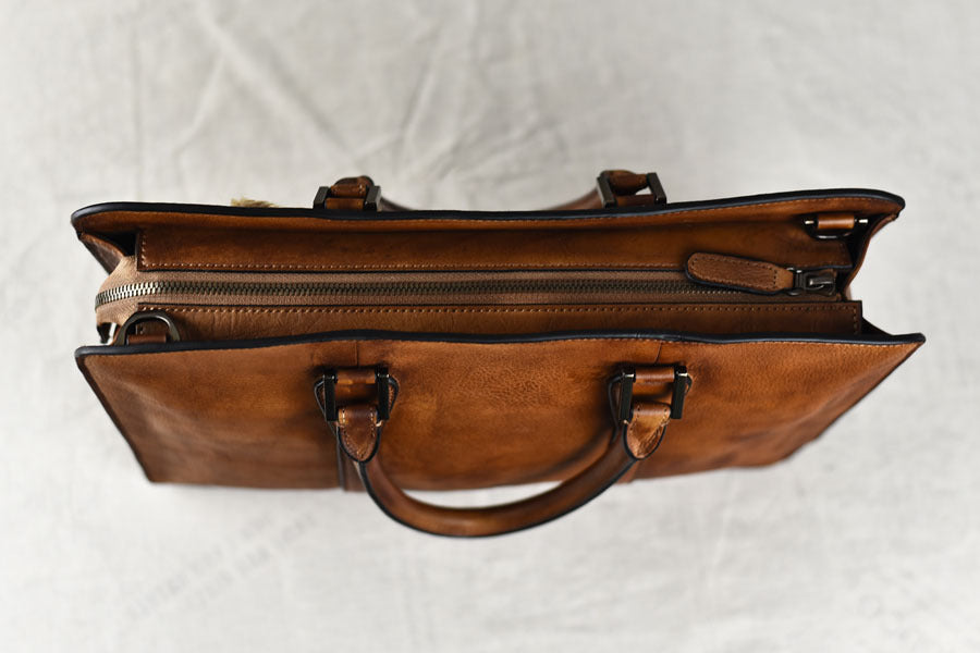 New Men's Handbag Vegetable Tanned Leather Retro Horizontal LadyShow.Store