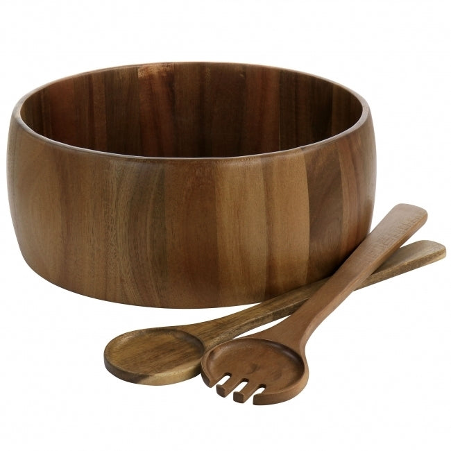 Gibson Elite 3 Piece Acacia Wood Salad Bowl and Spoon Set in Brown LuxuryLifeWay Online Store