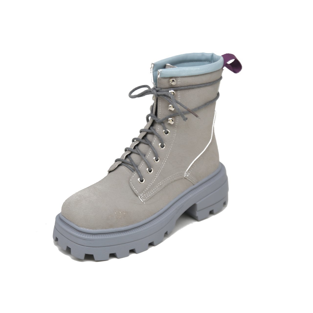Square toe platform mid-heel lace-up fashion boots LadyShow.Store