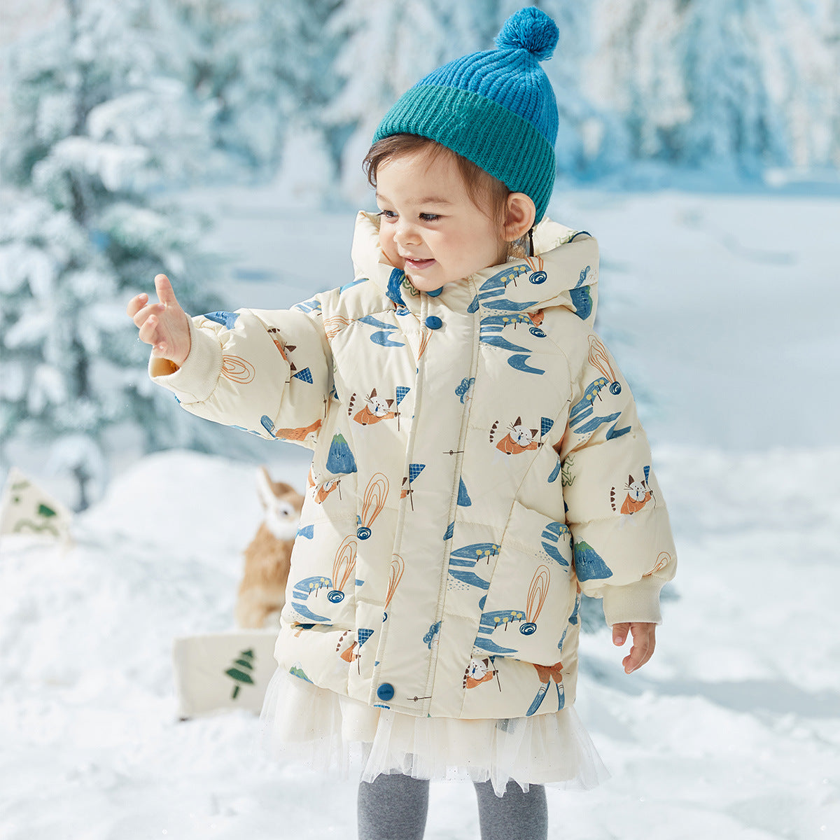 Children's Winter Duck Down Jacket with Cartoon Design Pi-Mart